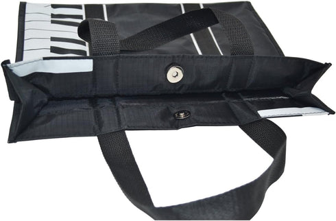 Piano Keys Music Tote Bag, Waterproof Oxford Cloth Handbag with 5mm Sponge, Shopping Bag with Magnetic Snaps