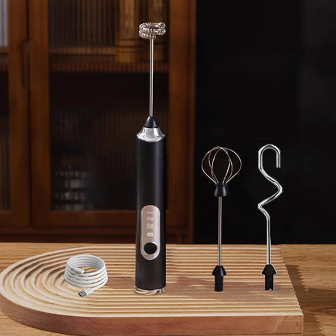 MOSHOU Electric Milk Frother Handheld, 3 Speeds Coffee Whisk Foam Maker with USB C Rechargeable, Drink Mixer for