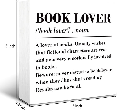 corner wind Book Lover Sign, Book Lover Definition Wood Sign, Rustic Box Sign Decor Tabletop, Book Worm Decor, Home