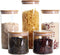 LEAVES AND TREES Y Stackable Kitchen Canisters Set, Pack of 5 Clear Glass Food Storage Jars with Bamboo Lid