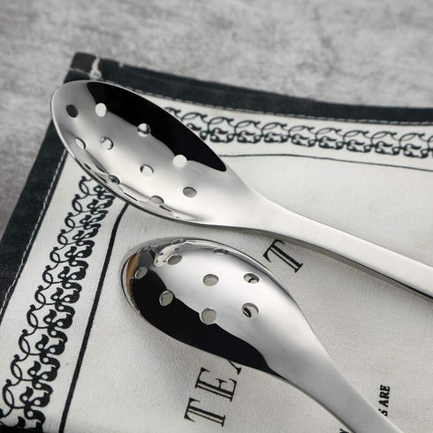 AOOSY Small Slotted Spoons - 2 Set of Modern Stylish Thick Heavy-weight Stainless Steel Caviar Spoon