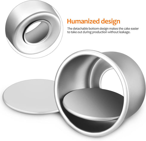 HOMSFOU 2 Inch Cake Pan Set of 4, Aluminum Alloy Round Baking Pans for Cupcakes, Brownies, Muffins