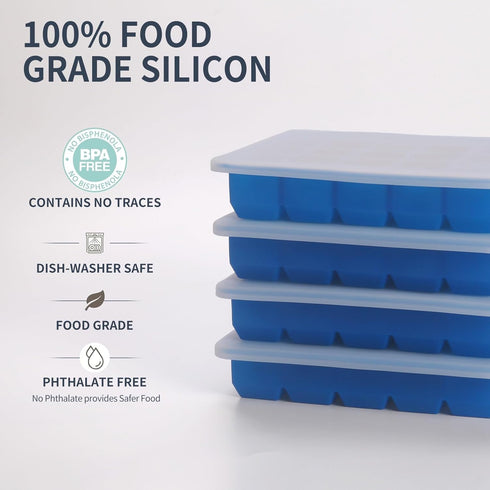 BECOKIT 1 4 Pack) Tbsp Silicone Freezer Molds - Perfect for Storing Garlic, Herbs, Ginger, Pesto, Tomato Paste, Lemon
