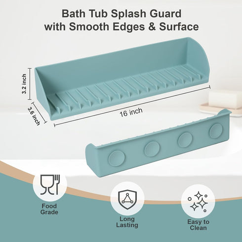 4 1 Pack Tub Splash Guard for Kids, Water Splash Guard for Bathtub Edge, Bath Toy Storage and Play Shelf, Bathroom