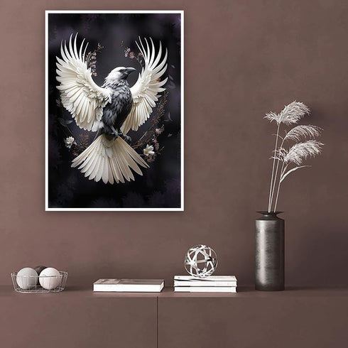 Kisappeared 24x36inch Vintage Gothic Wall Art White Crow Poster Print Canvas Victorian Style Dark Academia Room