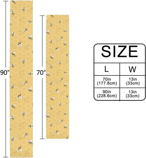 AUUXVA 13x90 inch, Honeycomb Animal Bee Table Runner Rectangle Table Cloth Runner Polyester for Office Kitchen Dining