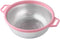 Large Stainless Steel Colander with Handle and Legs, Pink Strainer for Pasta, Veggies, Fruits, 5-quart Kitchen Mesh
