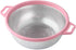 Large Stainless Steel Colander with Handle and Legs, Pink Strainer for Pasta, Veggies, Fruits, 5-quart Kitchen Mesh