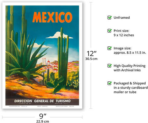 Vintage Travel Poster by Magallón c.1948 - Mexico - Ciudad Juarez Chihuahua - Direccion General de Turismo - 9in x 12in