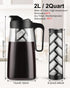 64 oz, 2 Sivaphe Large Ice Cold Coffee Maker Dishwasher Safty Traitan Carafe Pitcher Leak Proof, Iced Hot Coffee/Tea