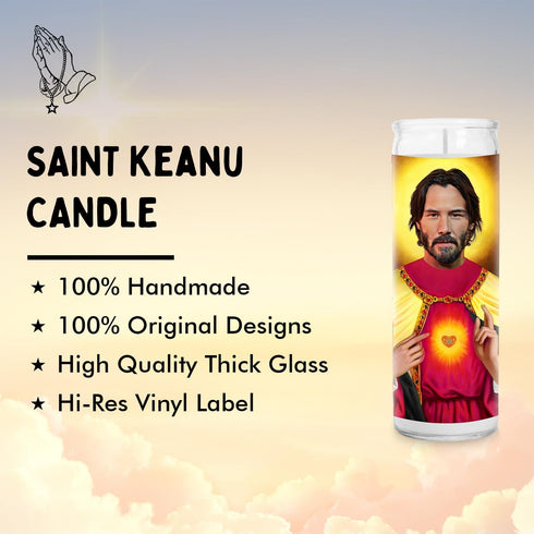 Keanu Celebrity Glass Jar Candle - Unscented Handmade Soy Wax Votive Candle, 8 Inch