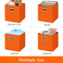 Fabric Storage Bins Cubes - Foldable Organizer with Handle, 11x11x11, Set of 3, Orange