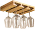 RIIPOO Bamboo Wine Glass Rack Hangers, Under Cabinet Holders for Home Kitchen & Bar Storage