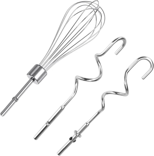 Hand Mixer Beaters for KitchenAid - Dough Hooks & Whisk Attachment, KHMPW Stainless Steel Egg Beater/Whisk, 3PCS