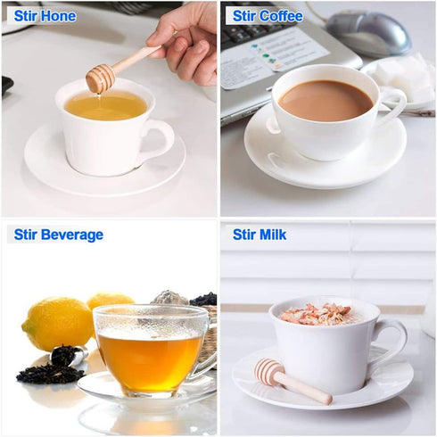 AISIBO 12 Pack 3 Inch Wood Honey Dippers Sticks, Mini Honey Dipper Stirrer for Honeycomb Jar Dispense Drizzle