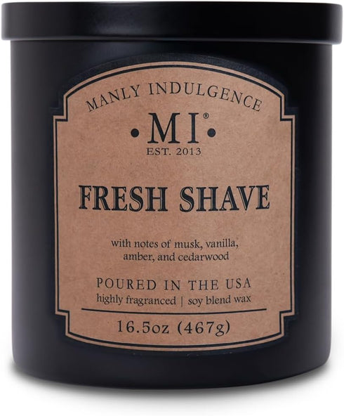 Manly Indulgence Fresh Shave Scented Candles for Men, 2 Wick, 16.5 oz,