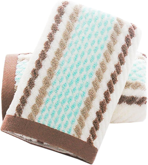 Pidada Hand Towels Set of 2, Striped Pattern 100% Cotton Soft Absorbent Decorative Towel for Bathroom