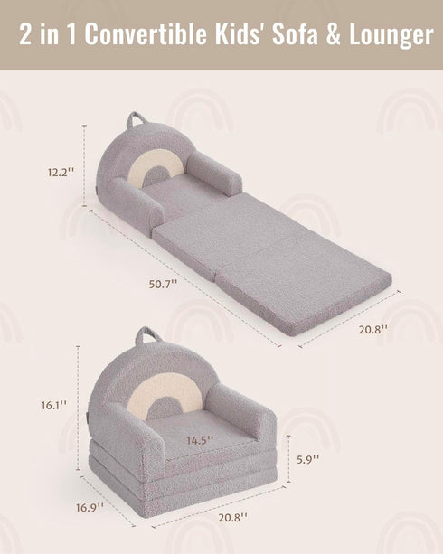 2-in-1 Blissful Diary Foldable Toddler Couch, Comfy Toddler Chair & Lounger for Reading,Playroom, Kids Couch Sofa