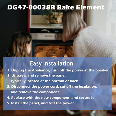 DG47-00038B Bake Element, Compatible with Samsung Range/Stove/Oven, Replaces PD00025540, 2 Yr Warranty
