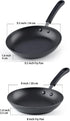 Cook N Home Nonstick Sauté Fry Pan Professional Hard Anodized 2 Piece Skillets Cookware Sets (8 and 9.5 inch) Black