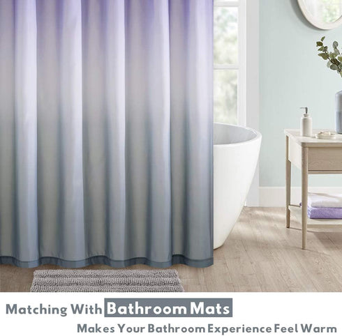KGORGE Bath Shower Curtain, Waterproof Farmhouse Shower Curtains, 72 Wide x 72 Long, Purple and Grey