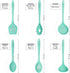 Culinary Couture Aqua Sky Silicone Cooking Utensils Set - Sturdy Steel Inner Core - Spatula, Mixing & Slotted Spoon, Ladle, Pasta Server, Drainer - Heat Resistant Kitchen Tools - Bonus Recipe Ebook by Culinary Couture