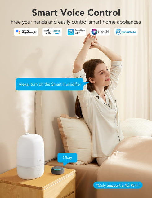 GoveeLife Smart Humidifiers for Bedroom, 3L Top Fill Cool Mist with Essential Oil Diffuser and Night Light