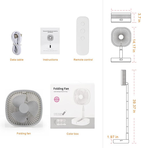 Magesh 7200Mah 4 Portable Pedestal Fan - Foldaway Standing Fan Foldable Desk Fan, Use Rechargeable Battery, Remote