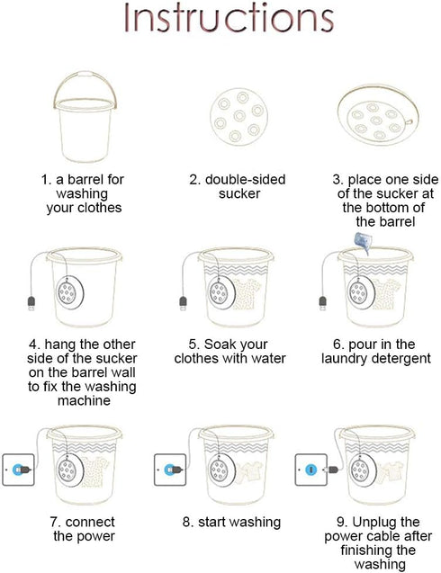 Portable Mini Washing Machine - 5.1in USB Ultrasonic Powered Turbo Washer with Suction Cups for Sink