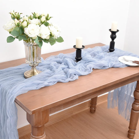 Summer 10Ft Joanlody Blue Cheesecloth Table Runner Spring Rustic Gauze Boho Cheese Cloth Table Runner for Wedding