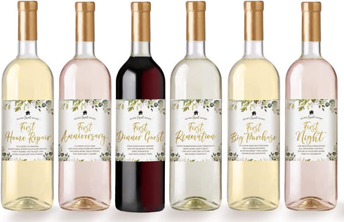 Printed Party New Home Milestones, Housewarming Gift Idea, 6 Wine Bottle Labels
