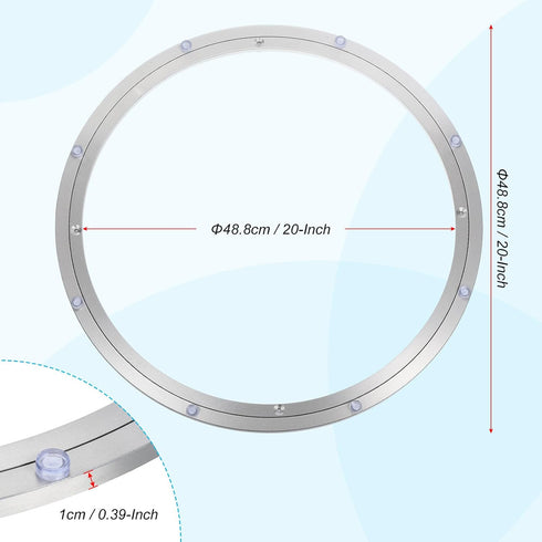 uxcell Aluminium Lazy Susan Turntable Bearing, 20 Inch Round Rotating Base for Kitchen Dining Table