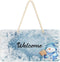 Blueangle Blue Snowman Welcome Sign - Front Door Decor, Wall Hanging Acrylic Plaque for Home