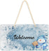 Blueangle Blue Snowman Welcome Sign - Front Door Decor, Wall Hanging Acrylic Plaque for Home