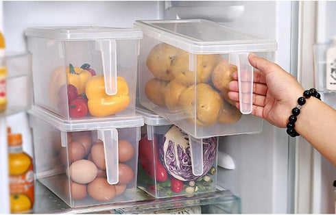 MineDecor Plastic Storage Containers, Square Food Storage Organizer with Lids for Fruits, Vegetables, Meat, Eggs (Set