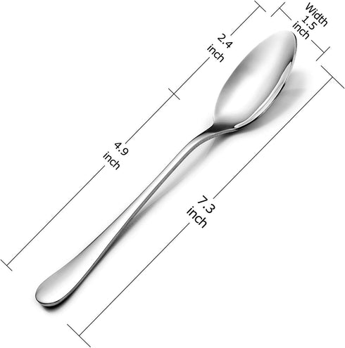 12 Pcs Dinner Spoon Set, Premium Food Grade Stainless Steel, 7.3 Inch, Mirror Finish & Dishwasher Safe
