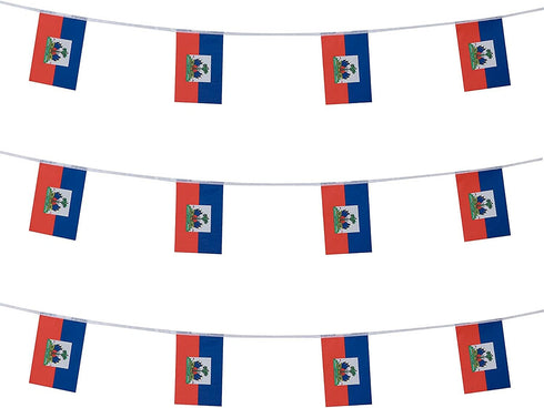 ZXvZYT Haiti Haitian Flag Banner String, Small Mini Haiti Pennant Flags for Grand Opening, National Sports Events,