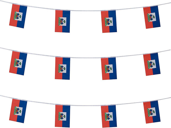 ZXvZYT Haiti Haitian Flag Banner String, Small Mini Haiti Pennant Flags for Grand Opening, National Sports Events,