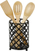 Home Basics Heavy Duty Steel Lattice Cutlery Holder, Utensil Organizer, Rust-resistant, Black, 5" x 5" x 7"