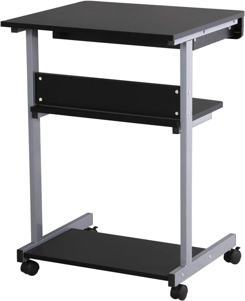 Topeakmart Mobile Compact Computer Desk Cart for Small Spaces, Work Workstation, Writing Desk Table with Drawers