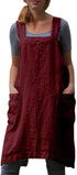 VLZUFE Cotton Linen Apron for Women, Cross Back Pinafore Dress for Baking, Cooking, Gardening Work
