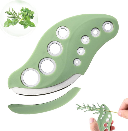 YAKAUEI Herb Stripper 9 Holes with Herb Cutter, Stainless Steel Herb Leaf Stripping