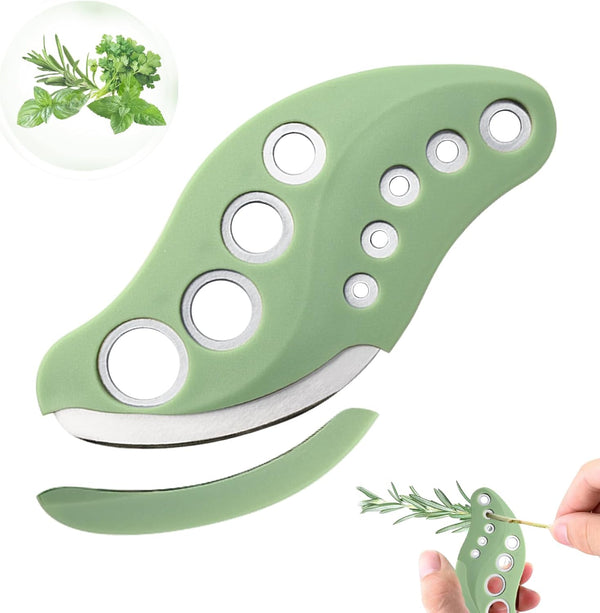 YAKAUEI Herb Stripper 9 Holes with Herb Cutter, Stainless Steel Herb Leaf Stripping