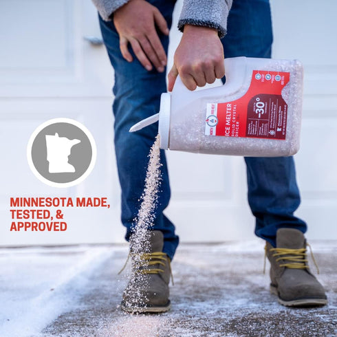 Northern Salt 30 12 lb Heat Negative Degree Melter Calcium Chloride Blend Ice Melt Jug Fast Acting Deicer Ice Melt