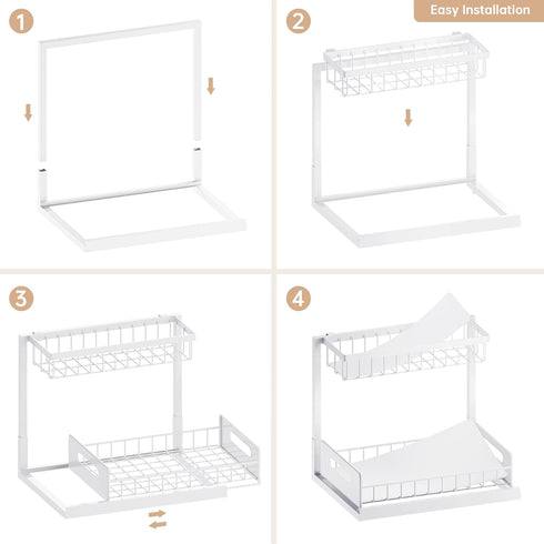 VUSIGN 2 Pack Under Sink Organizer and Storage, Pull Out Sink Shelf, Slide Out Cabinet Organizer for Kitchen Bathroom