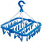 SteelFever Clothes Drying Hanger, Foldable Drying Rack with 32 Clips for Clothes, Underwear, Socks (Blue)