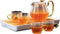Glass Teapot Microwave Safe, 600ml (20oz) with Removable Infuser and Lid, Set of 4 Glass Tea Kettle