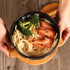 WHJY Black Ceramic Bowl with Lid, Spoon, and Chopsticks for Soup, Rice, Noodles, Japanese Traditional Style Tableware