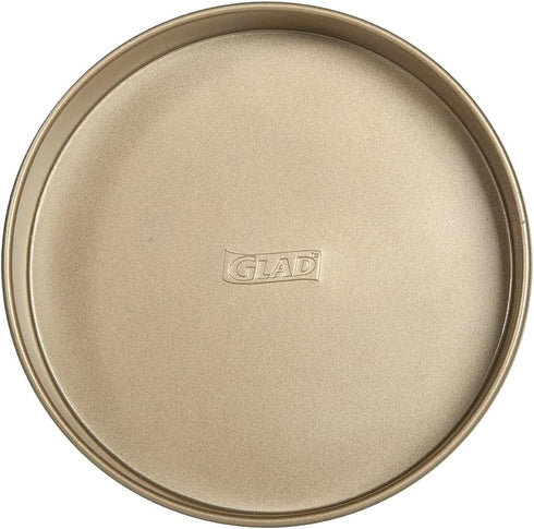 Glad Round Baking Pan, Nonstick Heavy Duty Metal Bakeware for Cakes and Desserts, Gold