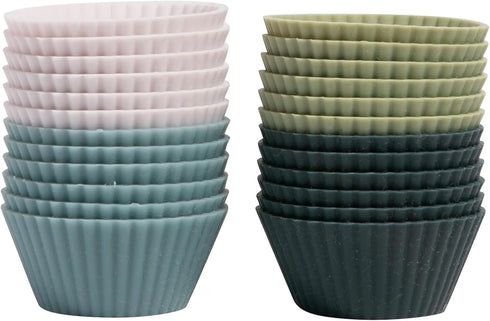 The Silicone Kitchen 24 Pack Mini Silicone Baking Cups, Non-Toxic, BPA Free, Dishwasher Safe, White Blue Green